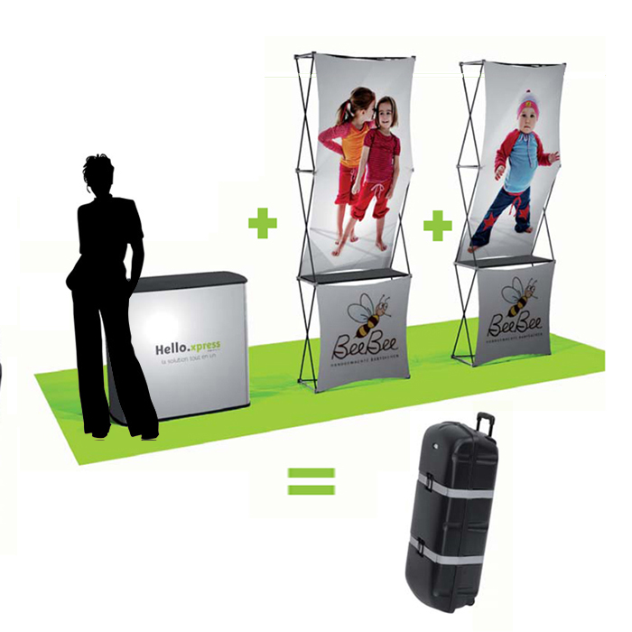 Kit Hello Xpression : 1 comptoir et 2 totems 1x3 Kit Hello Xpression : 1 comptoir et 2 totems 1x3